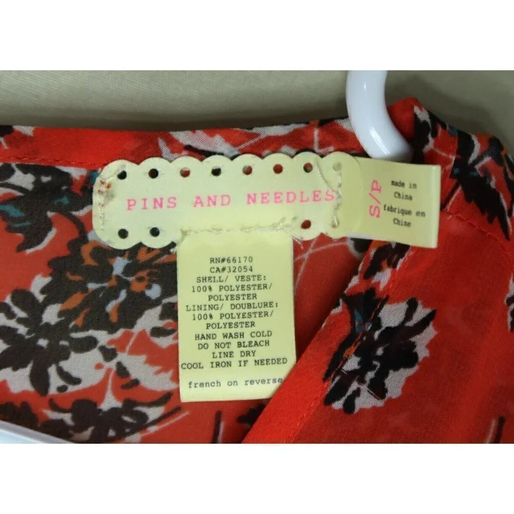 Urban Outfitters Pins and Needles Mini Dress Red Orange Floral Women's Small